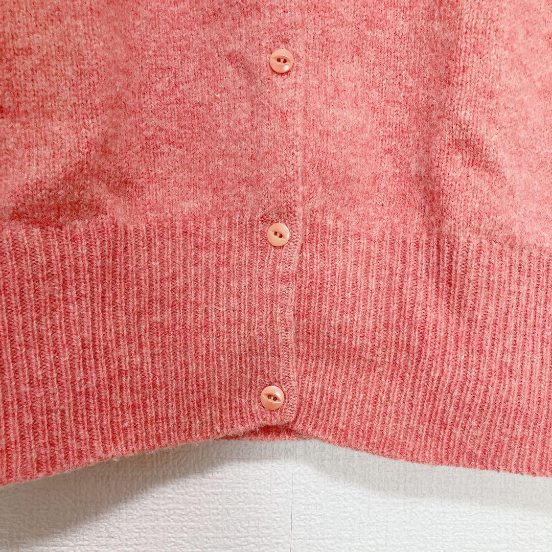 ラルフローレン　カーディガン　ウール　ポニー刺繍　ピンク×水色　L