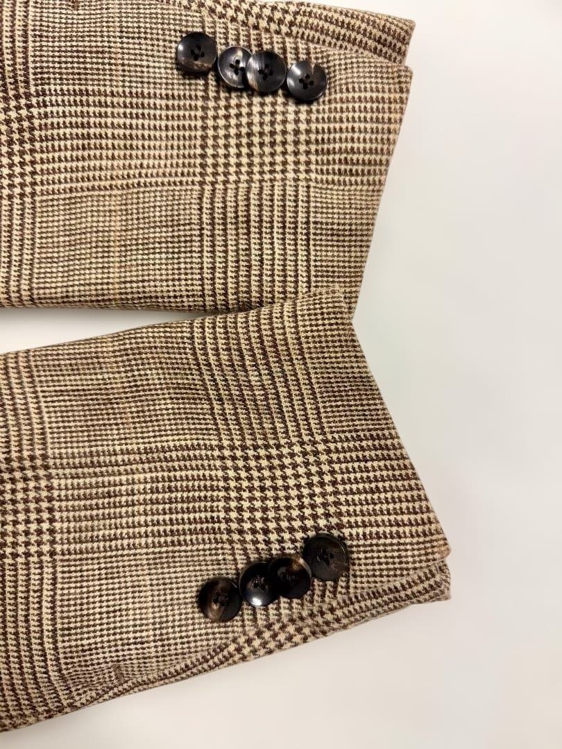 LARDINI イタリア製 リネン シルク グレンチェックジャケット 42