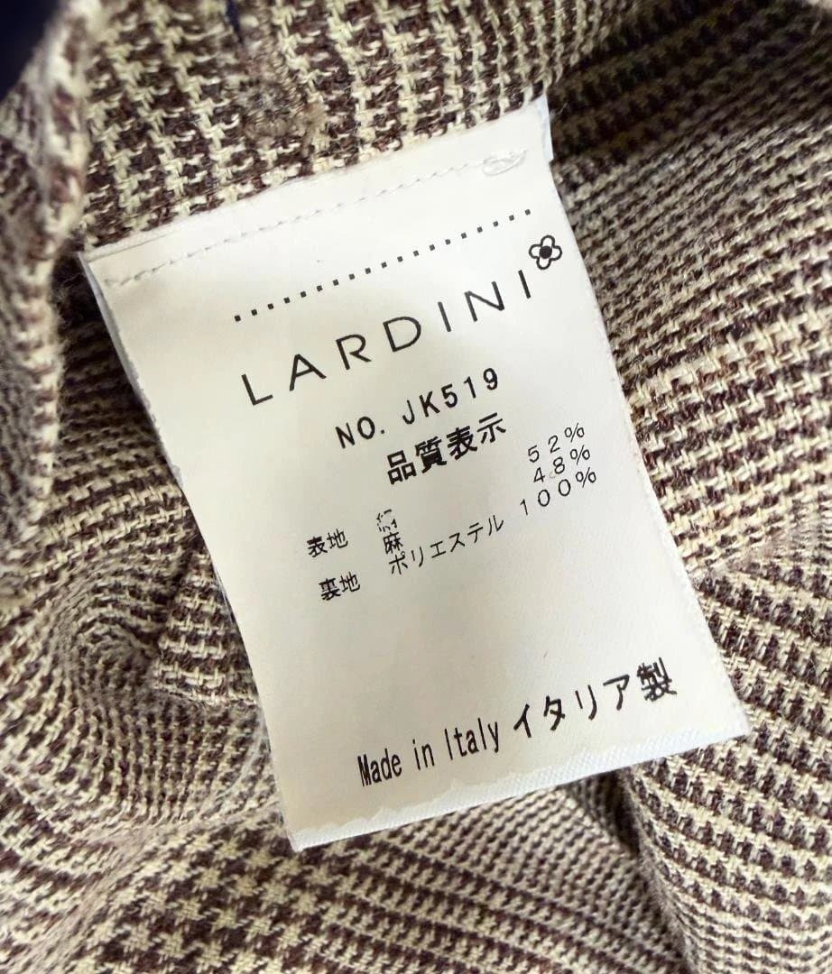 LARDINI イタリア製 リネン シルク グレンチェックジャケット 42