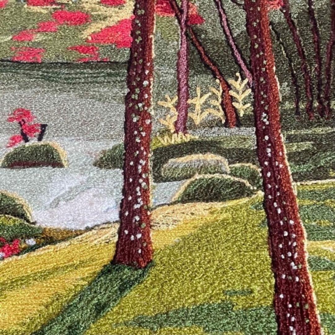 刺繍絵　和風庭園　苔庭　紅葉　風景画