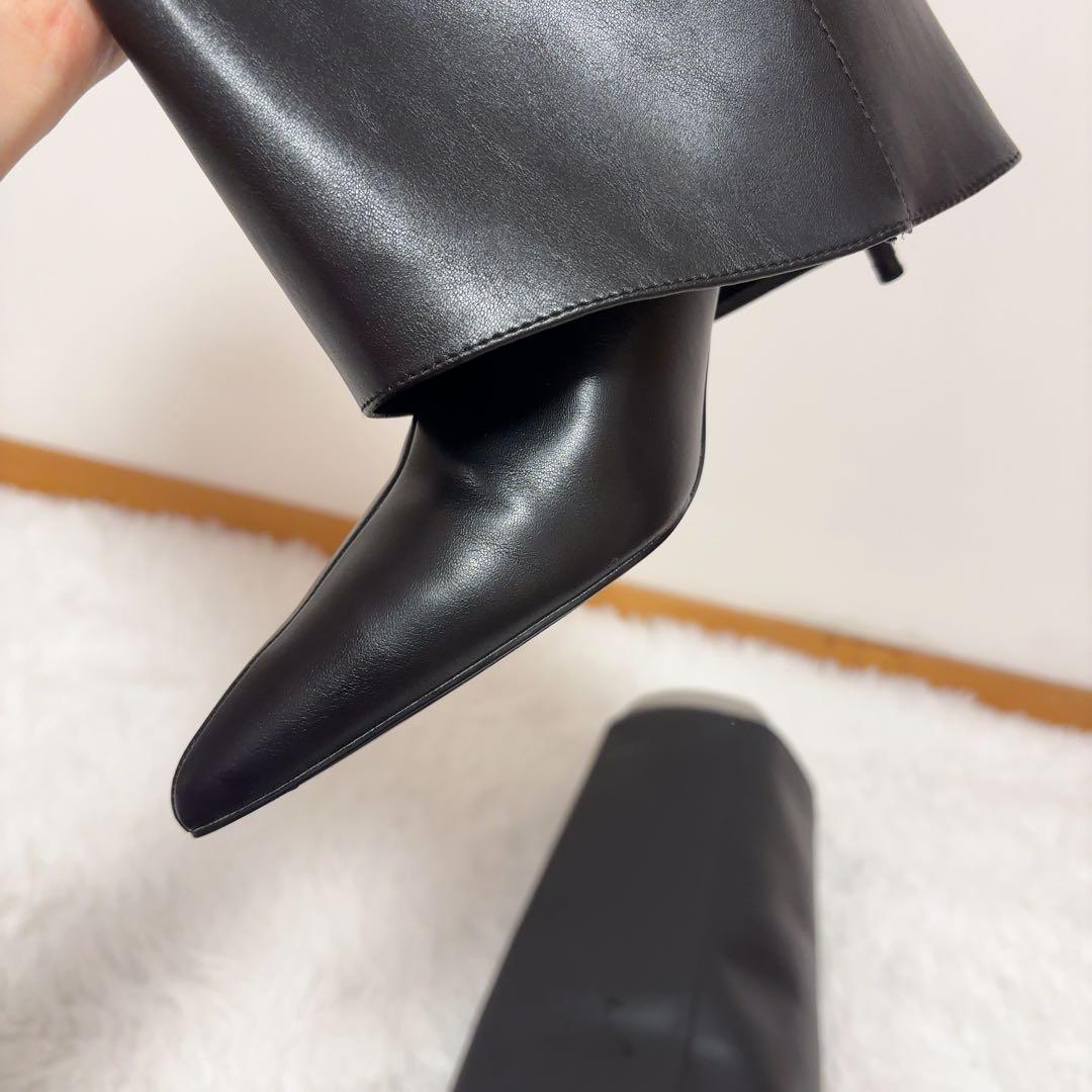 美品　ZARA ザラ ハイヒールゲーターブーツ　ブラック　38