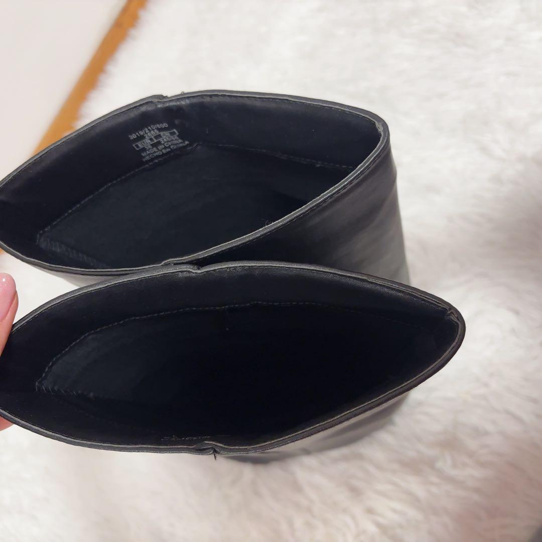 美品　ZARA ザラ ハイヒールゲーターブーツ　ブラック　38
