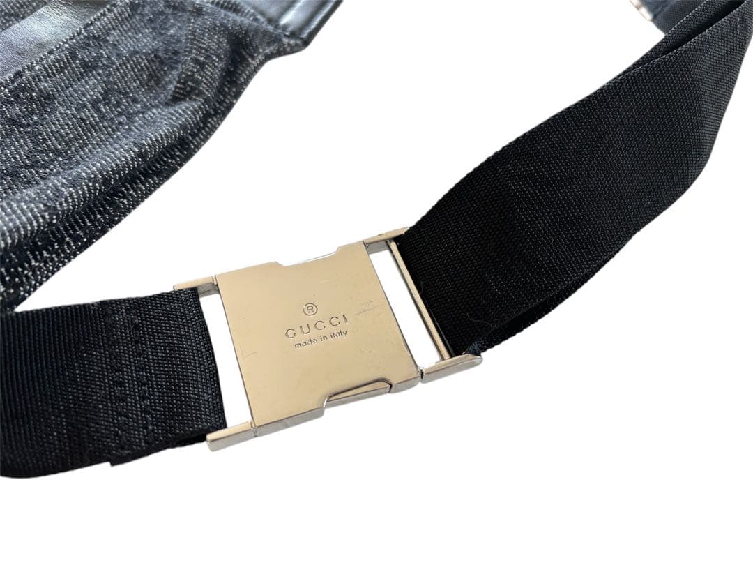 【美品】GUCCI グッチ GG ボディバッグ キャンバス ブラック レザー