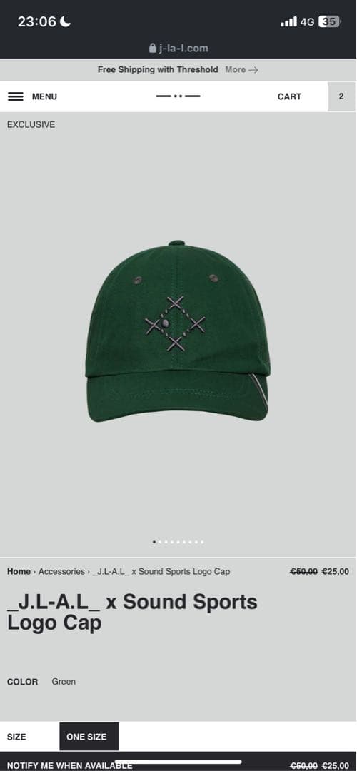 帽子 J.L-A.L x Sound sports logo cap green