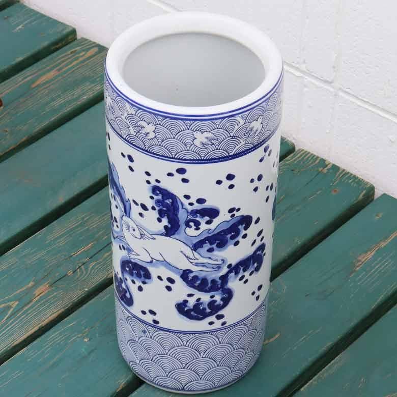 傘立て アンブレラスタンド 陶器製 兎 うさぎ アジアン レトロ シノワズリ