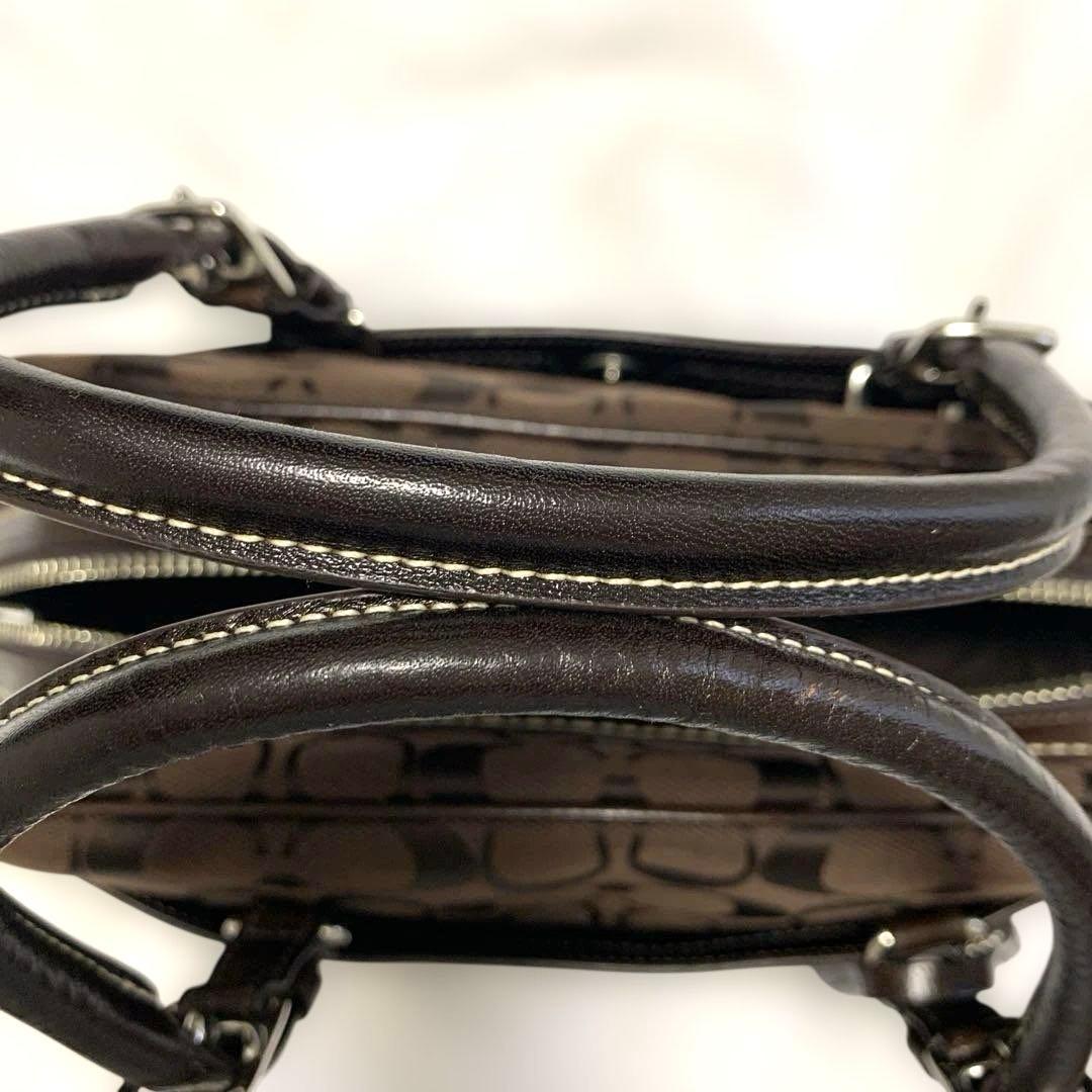 【未使用品】coachシグネイチャー　ミニボストン　ブラウン　保存袋　カード付
