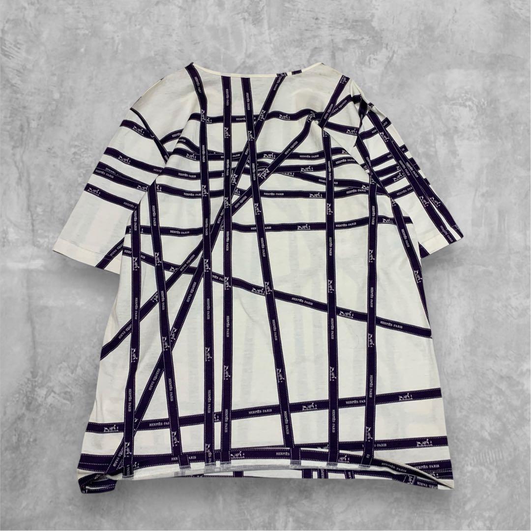 HERMES エルメス リボン柄半袖Tシャツ トップス カットソー
