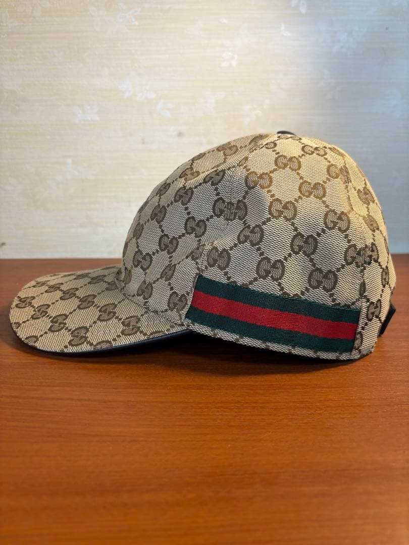 GUCCI ウェブ ストライプ GG ベースボール キャップL ベージュ