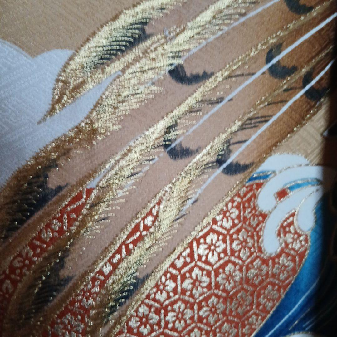 お宮参り　波と鷹の刺繍 着物　長襦袢付き 昭和レトロ