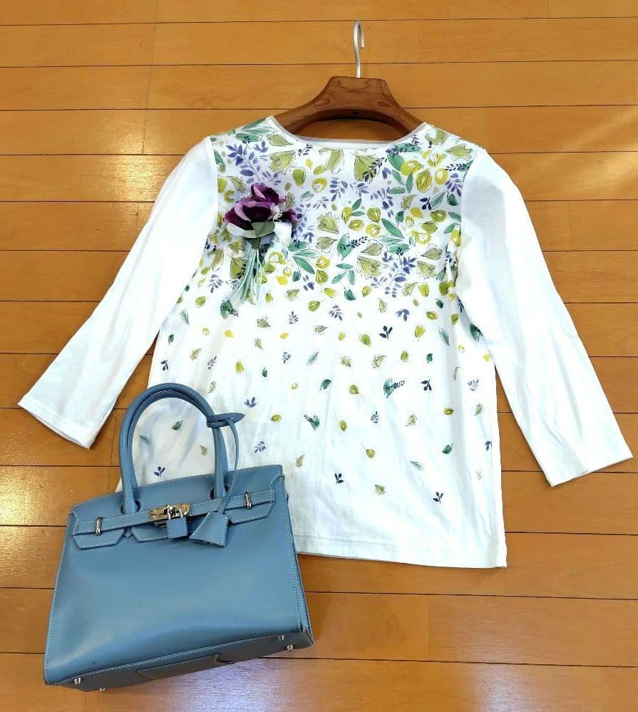 M*)様 レリアン 近年モデル ボタニカルリーフプリント カットソー11L
