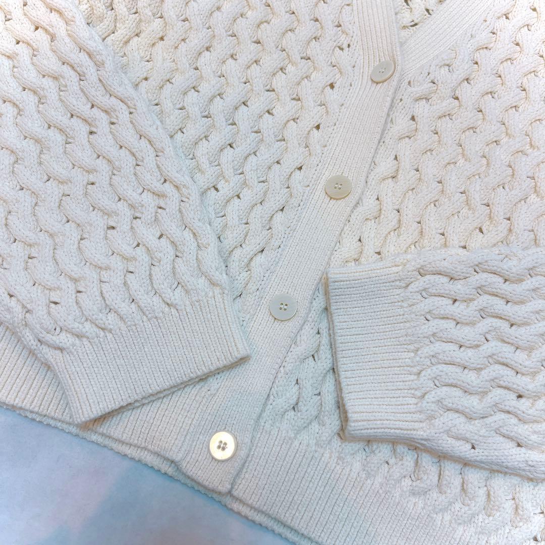 極美品◆セオリー Rounded Cotton Cable Cardigan S