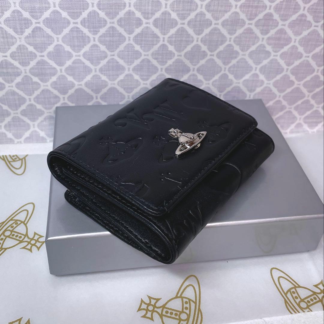 【☆内柄も素敵☆】Vivienne Westwood 三折財布 マット 黒