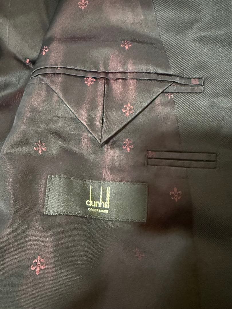 DUNHILL ダンヒル ウール ロゴ柄 裏地 テーラード ジャケット XL 黒