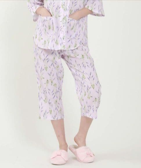 ◎新品 Narue ナルエー 高島ちぢみ パジャマ フリル ラベンダーパープル系