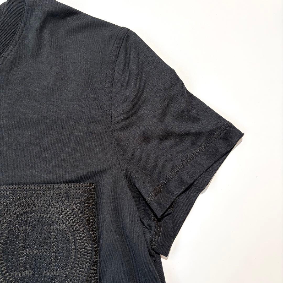 【未使用級】HERMES Tシャツ モザイク 刺繍ロゴ ブラック 36