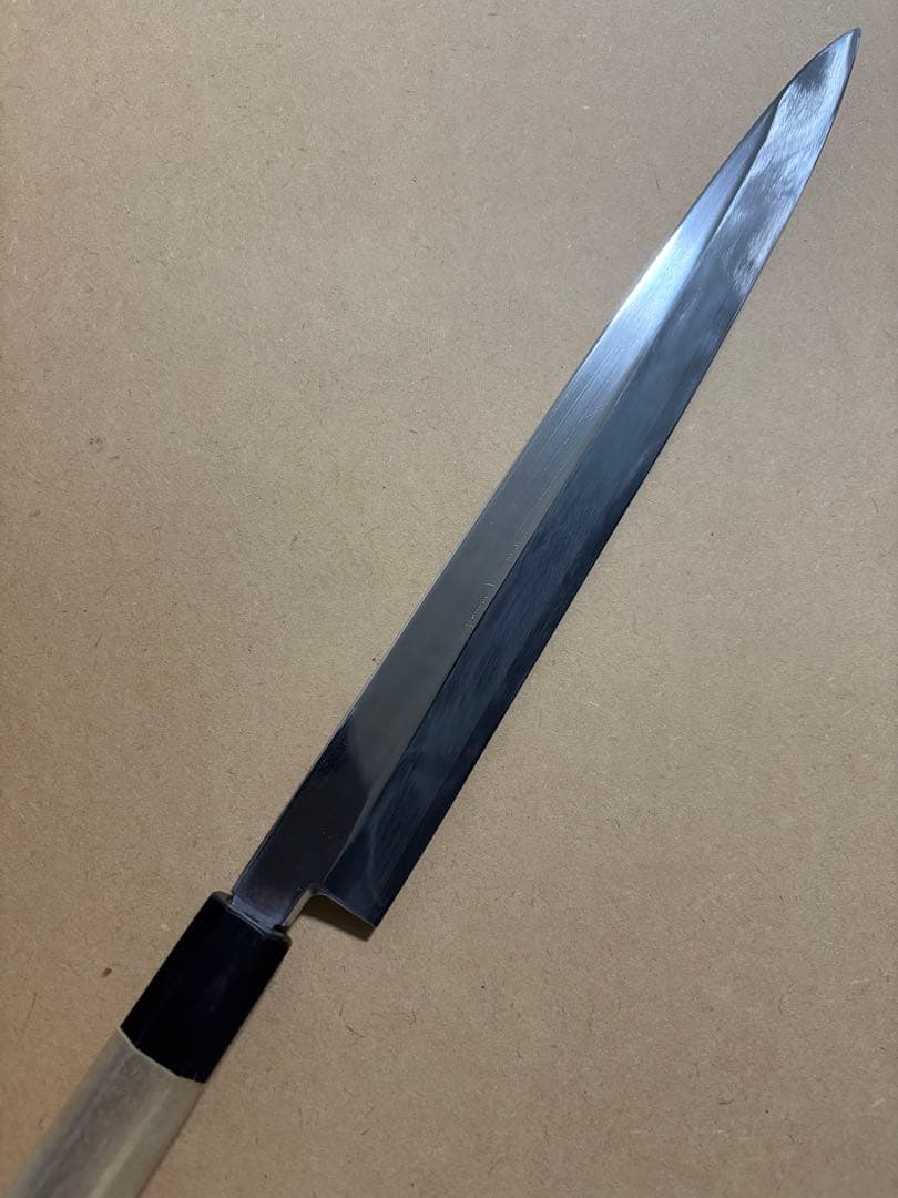 銀三　尺（300mm）　柳刃包丁　朴水牛八角柄