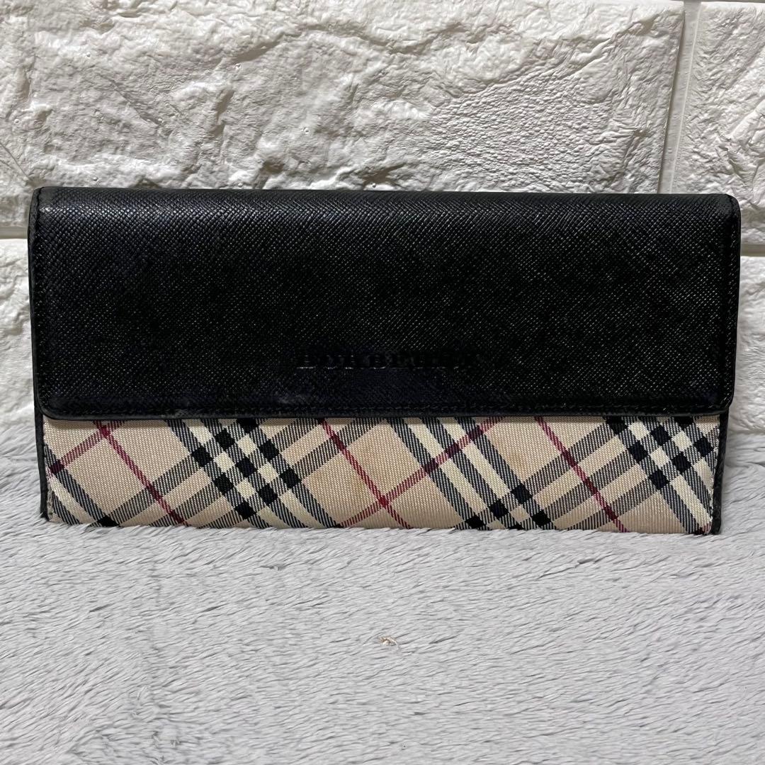 人気✨BURBERRY バーバリー 長財布 ノバチェック ブラック レザー 黒