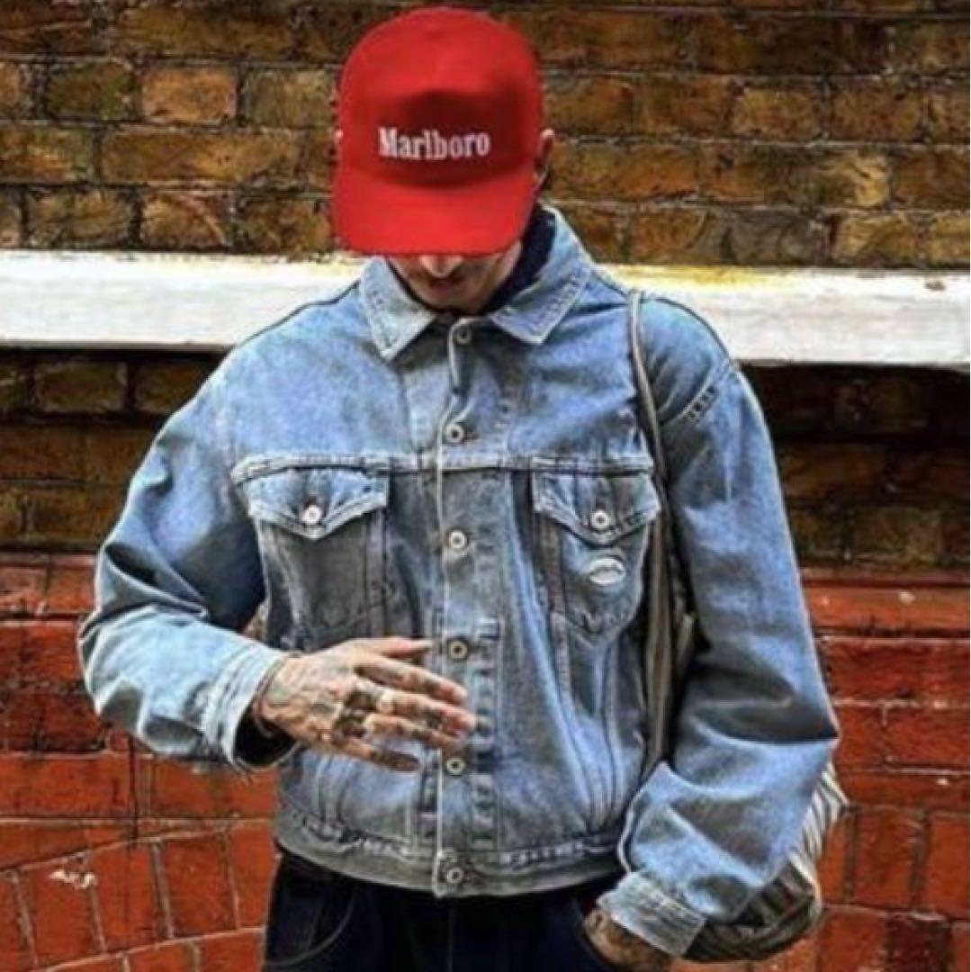 Marlboro マルボロ コーデュロイキャップCAP 刺繍ロゴ アイレット
