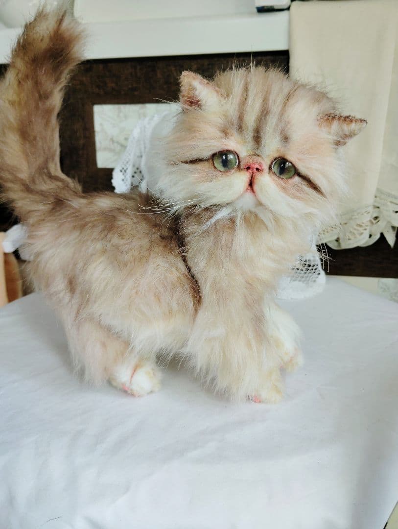 エキゾチックロングヘア♡可愛い子猫ちゃん♡大きめサイズ♡アートドール♡ぬいぐるみ