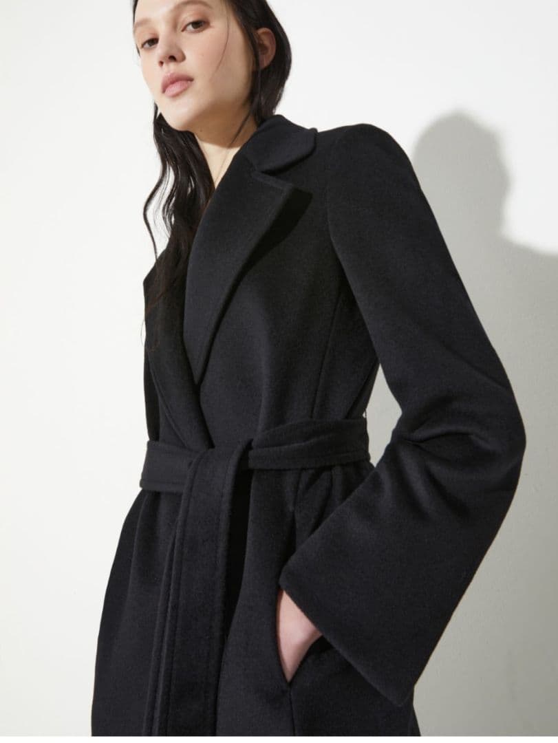 MAX&Co. ベルテッド ロングコート ロングラン　ブラック