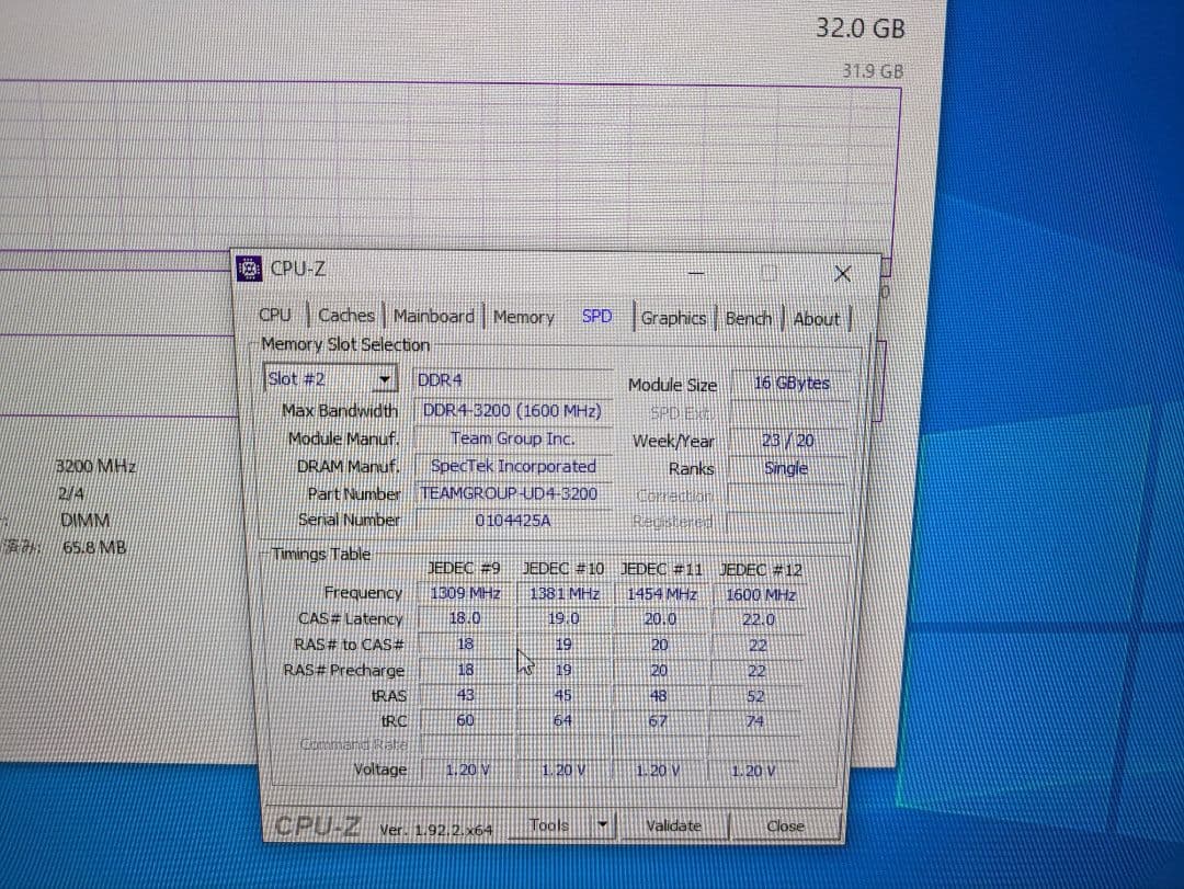 TEAM DDR4 3200Mhz PC4-25600 32GB(16GBx2枚