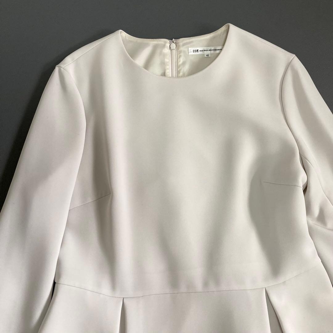 美品 23区 20SS VERYコラボ クラッシー タックワンピース 40