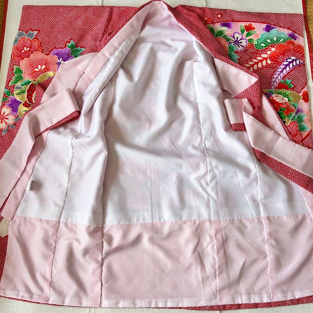 お宮参り お掛け着 産着 絹 赤 子供着物 花 女の子 祝い着 赤ちゃん 絞り柄