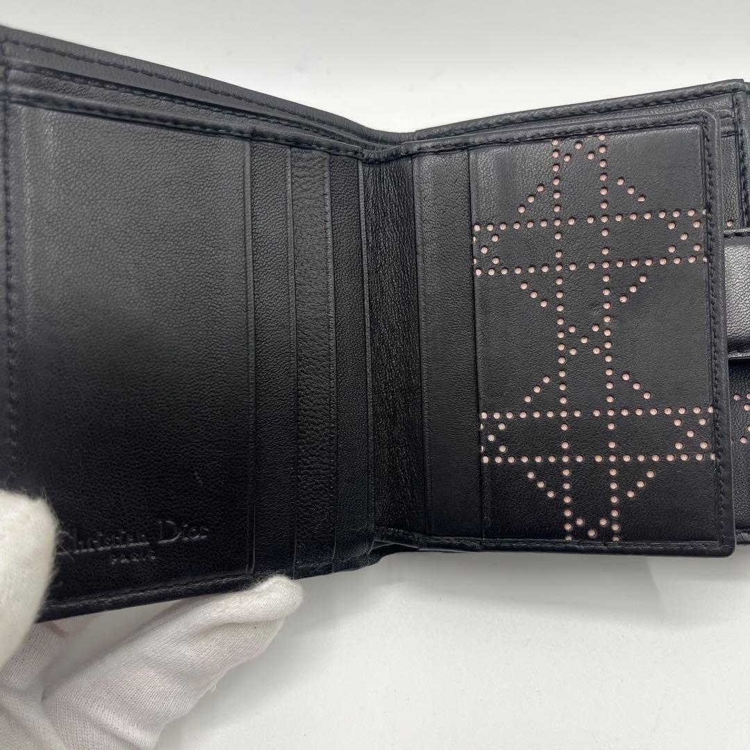 【未使用】Dior 折り財布　レザー　カナージュ　トロッター　希少　ピンク