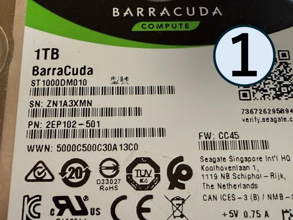 【正常判定】Seagate 内蔵型HDD 1TB ST1000DM010 ×２台
