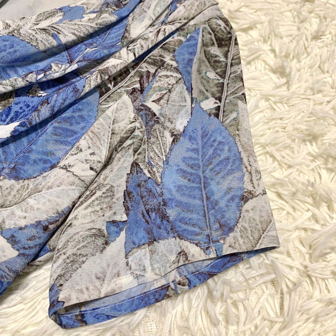 極美品✨ ケイミー kayme ブルーボタニカル プリントドッキング ワンピース