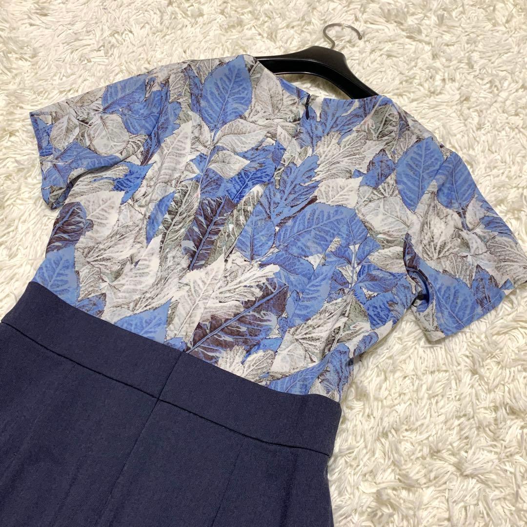 極美品✨ ケイミー kayme ブルーボタニカル プリントドッキング ワンピース