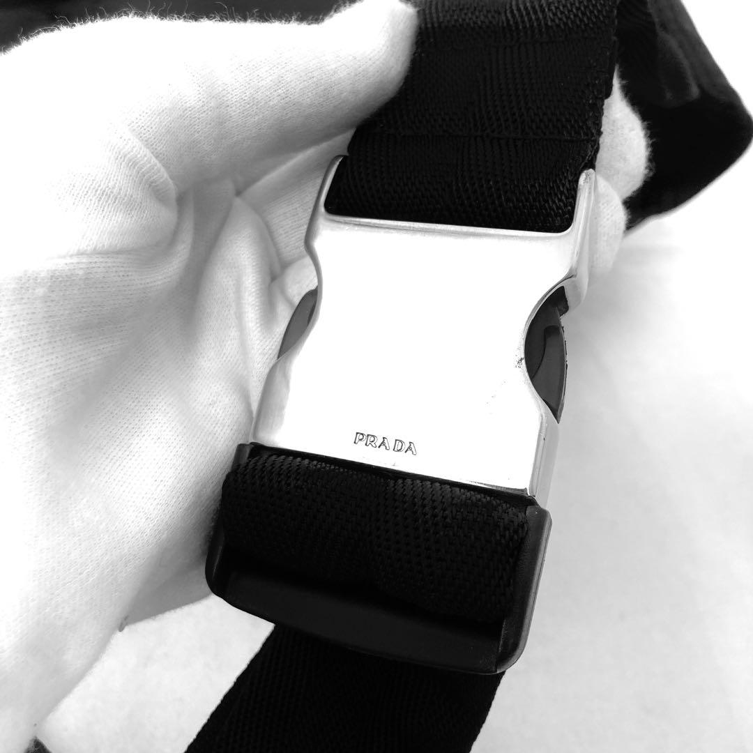 希少　美品　PRADA プラダ　ウエストバッグ　ボディバッグ　ブラック　ナイロン