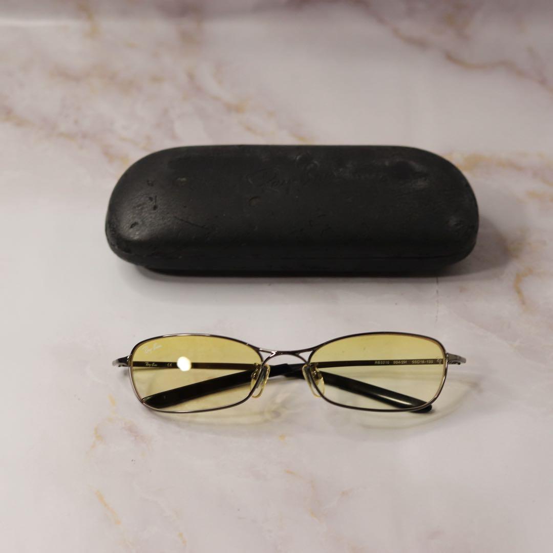 ray ban スクエア y2k イエロー デザイン サングラス ケース付き