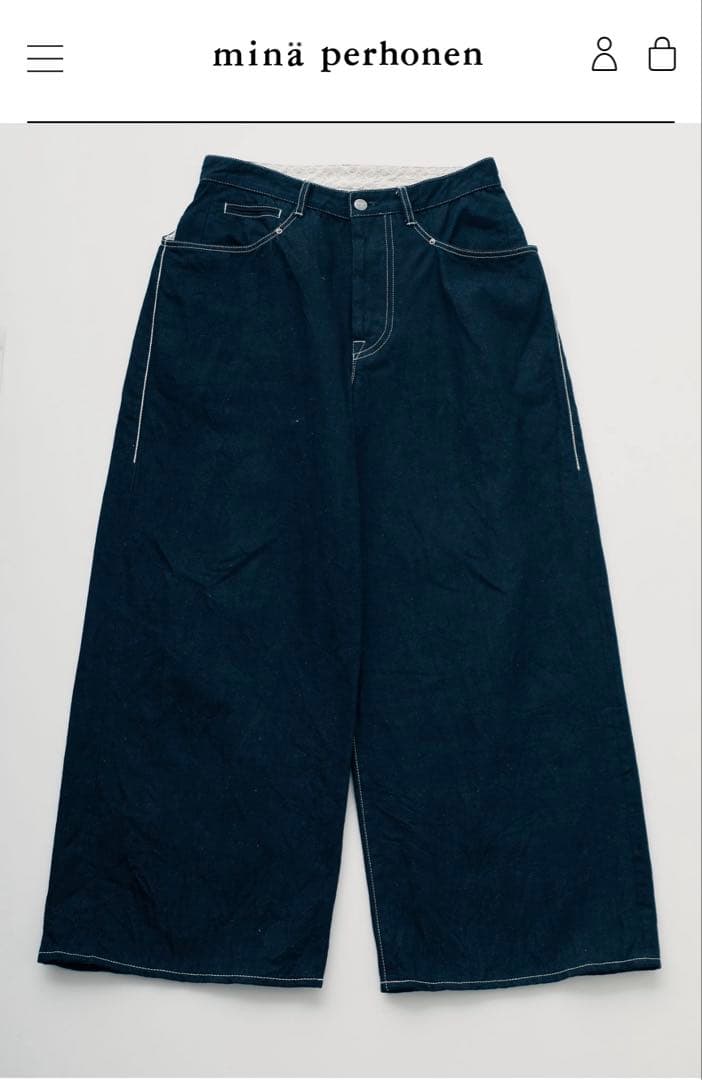 ミナペルホネン　always ワイドデニム　インディゴ　36 新品