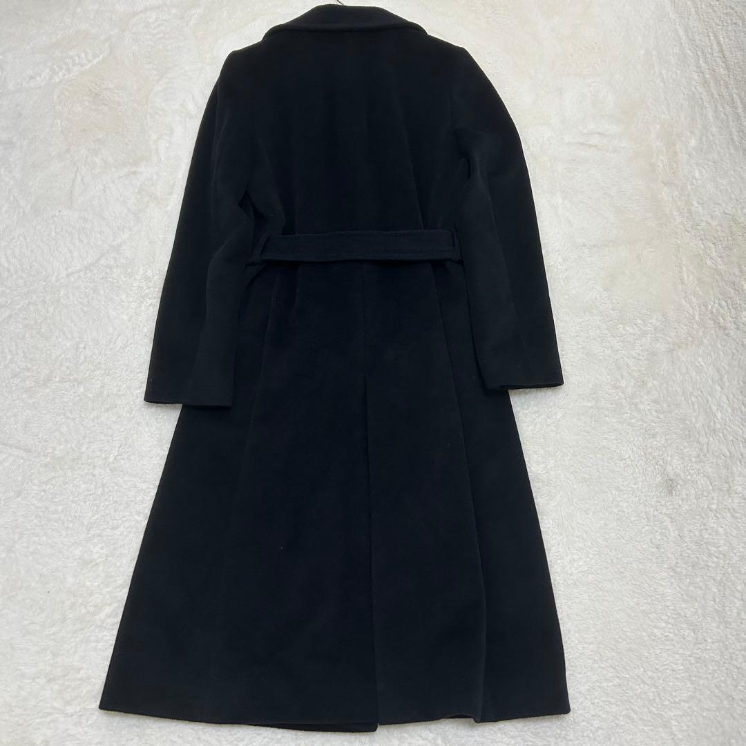 【美品】イネド アンゴラ ウール ベルト付きロングコート ブラックLサイズ