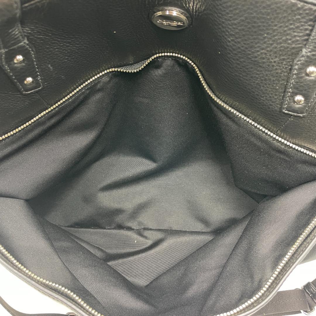 良品 COACH ボストンバッグ レザー ブラック 大容量 肩掛け