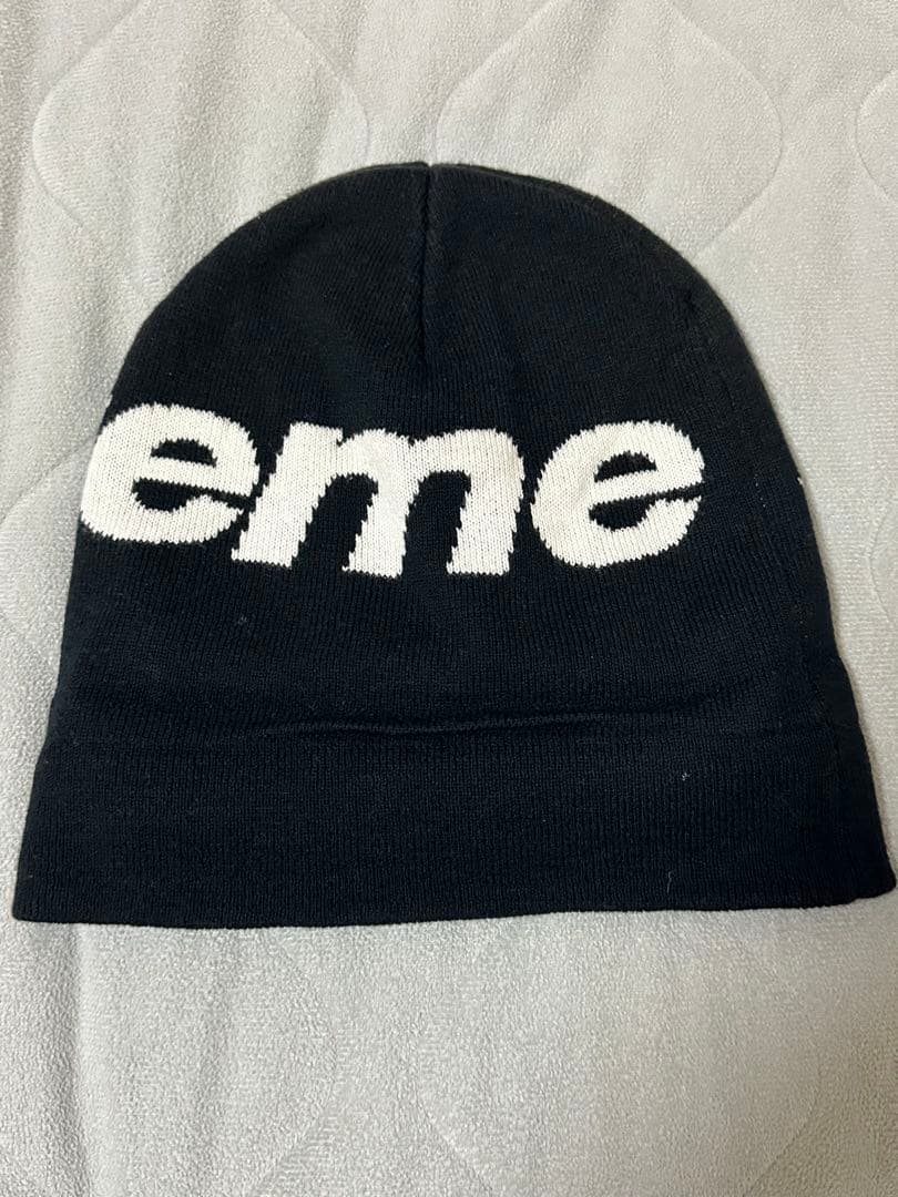 Supreme ビッグロゴ ニット帽 ブラック シュプリーム ビーニー