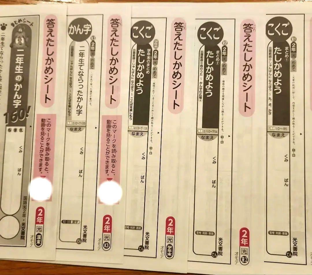 【2年 国語】カラーテスト光文書院 答えたしかめシート24枚