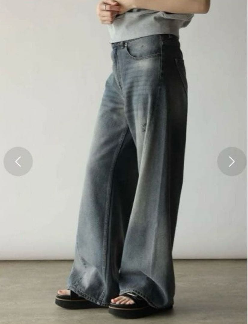 新品！スコットクラブ RADIATE 切替デザイン ダメージデニム　ワイドパンツ