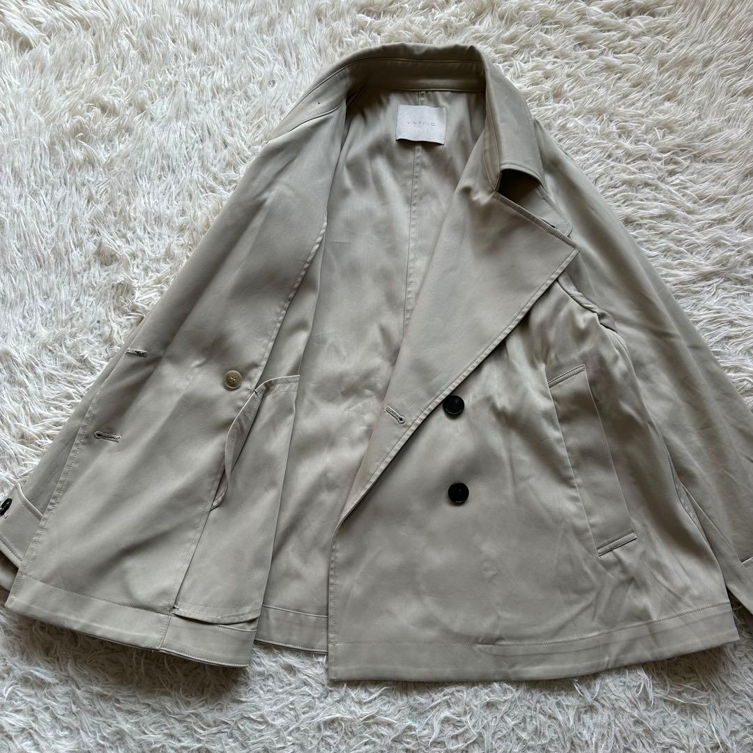 美品✨アンフィーロ　【洗える】ショートトレンチコート　ラグラン袖　ベージュ　S