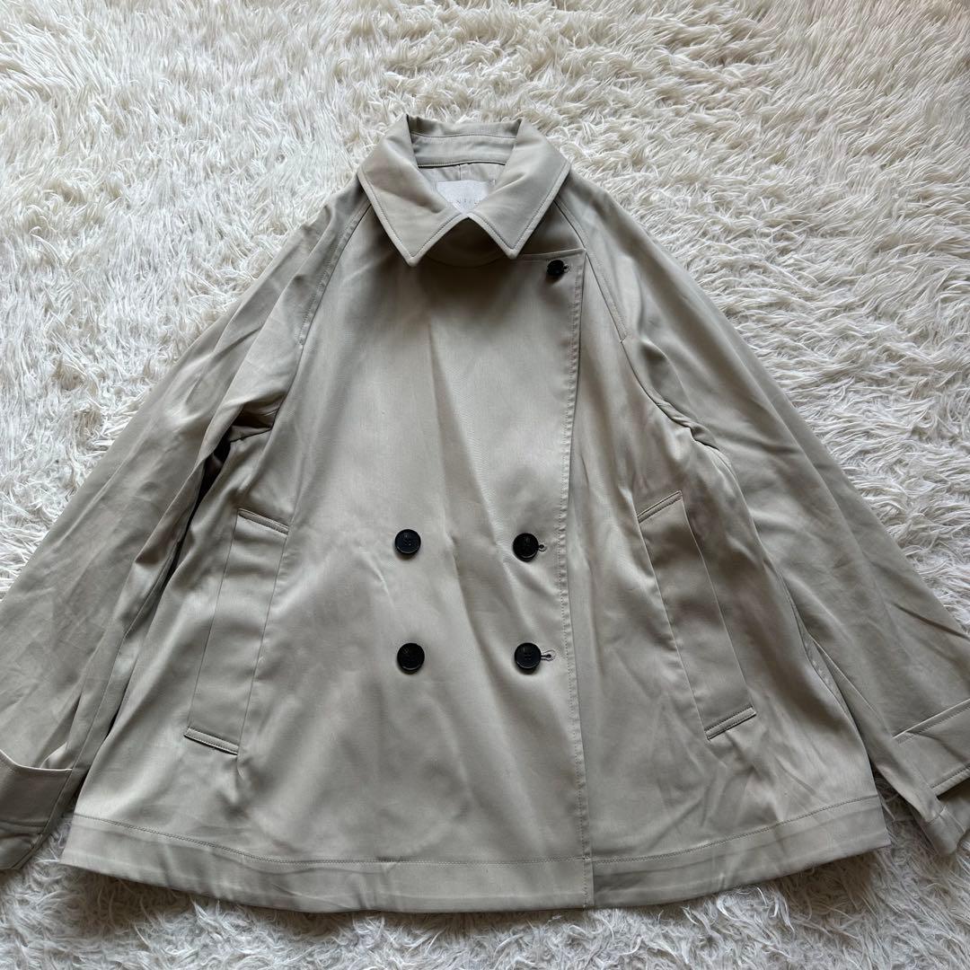 美品✨アンフィーロ　【洗える】ショートトレンチコート　ラグラン袖　ベージュ　S