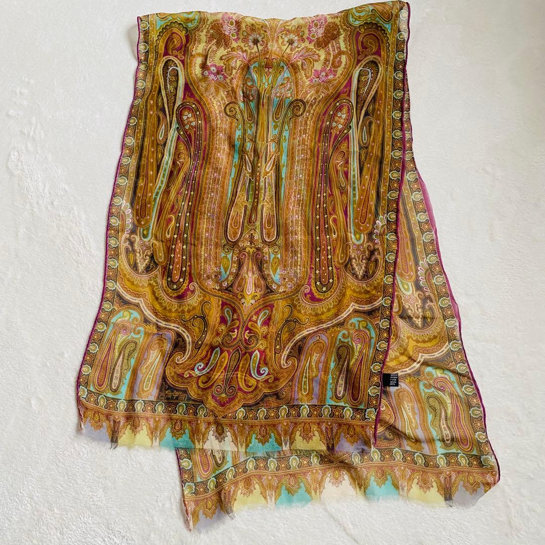 【良品】ETRO エトロ シルク スカーフ ショール ペイズリー柄 イタリア製