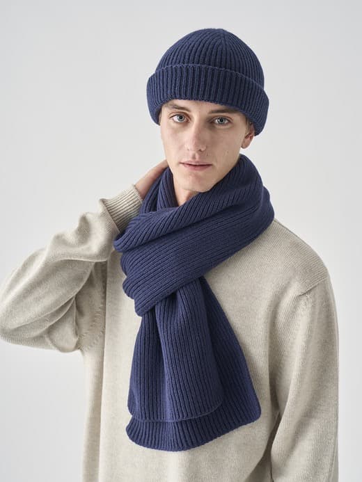 JOHN SMEDLEY カシミヤ混 リブニットマフラー STARK 新品