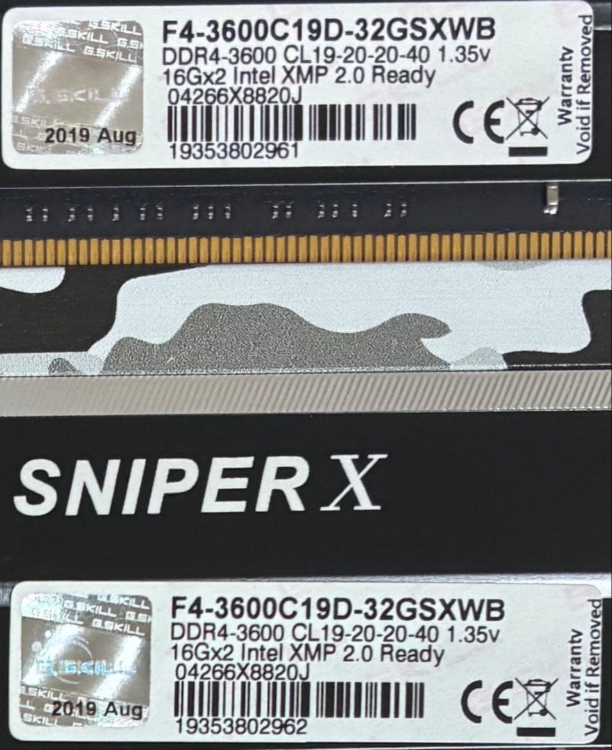 【中古】DDR4-3600 32GB(16GB×2枚) G.SKILL
