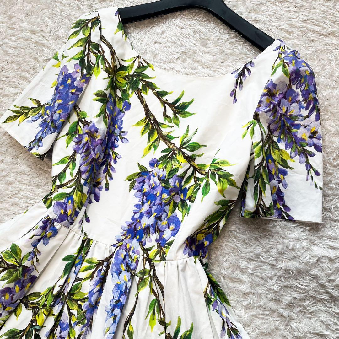 専用タグ付✨ドルチェ&ガッパーナ 藤の花 シャツワンピース Aライン プリーツ調