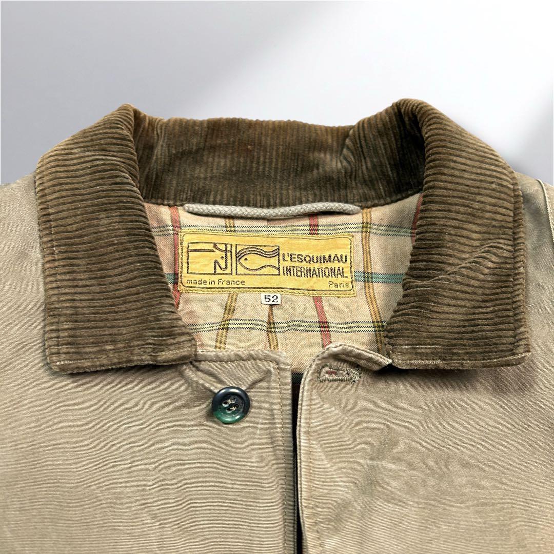 80'sHunting jacketフランス製XL襟コーデュロイ動物ボタン