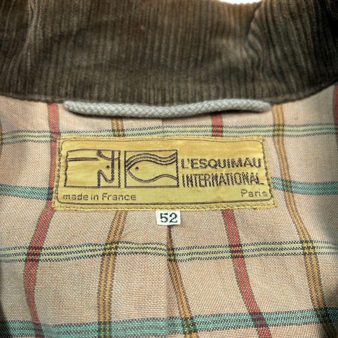 80'sHunting jacketフランス製XL襟コーデュロイ動物ボタン