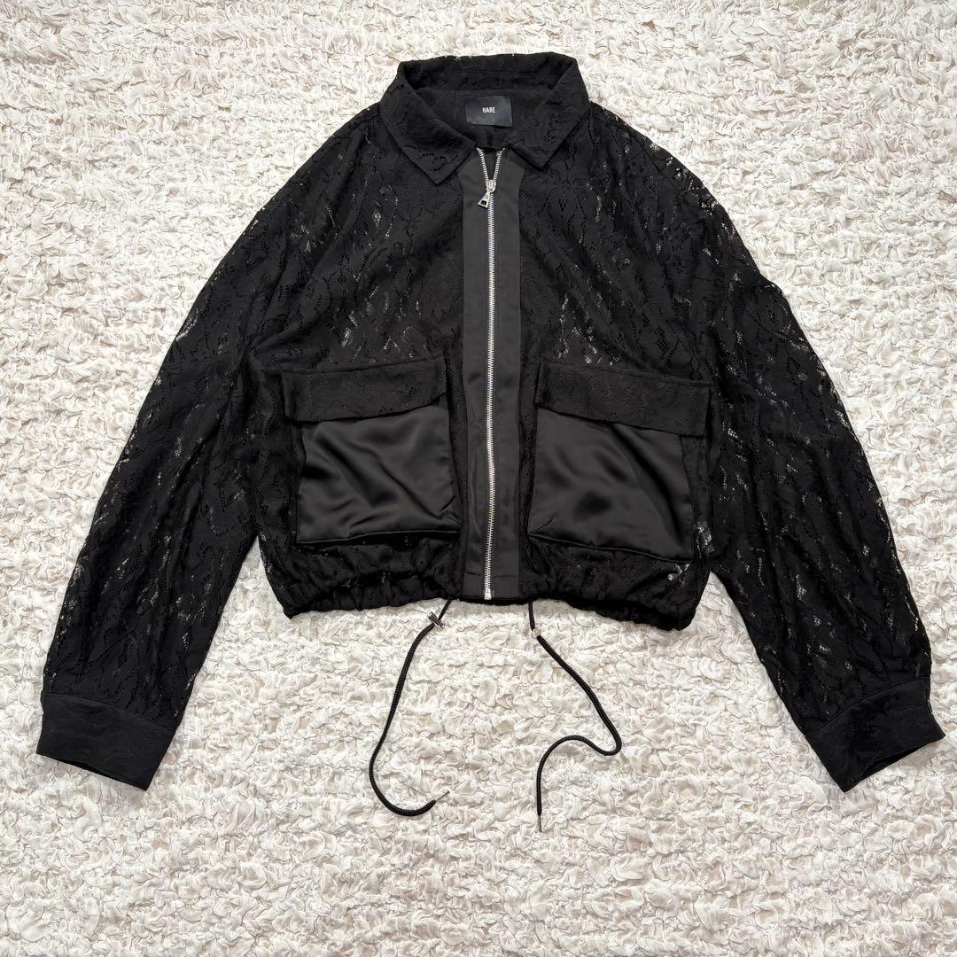 HARE ハレ フラワーレースブルゾン 完売品 ブラック ジャケット アウター