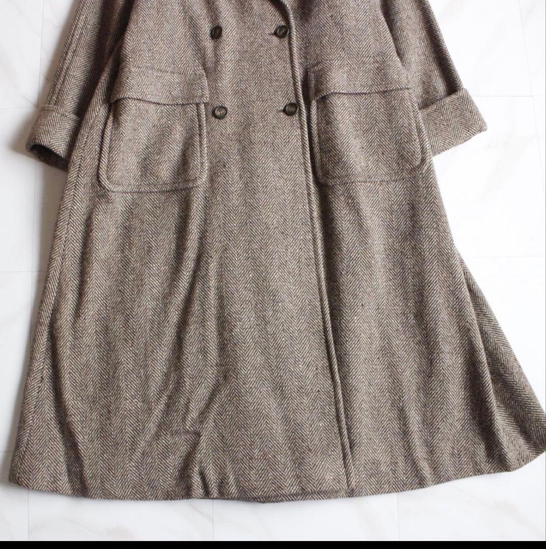 最終値下⭐︎LAURA ASHLEY ヘリンボーンマキシ丈コート M フレア
