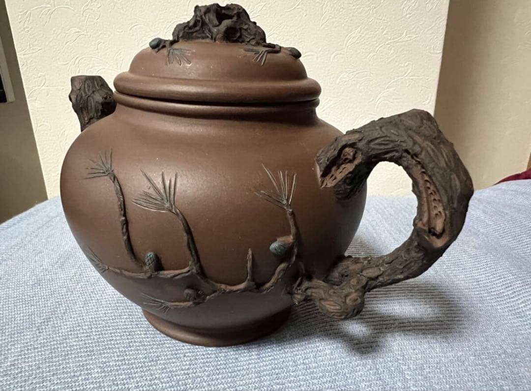 中国古玩 唐物 煎茶道具 松 紫泥 紫砂壷 茶壷 急須